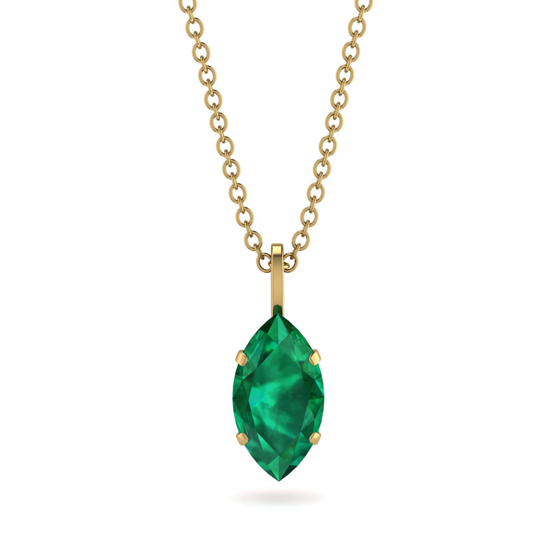 Hidden Halo Marquise Emerald Necklace - Journey No. 49