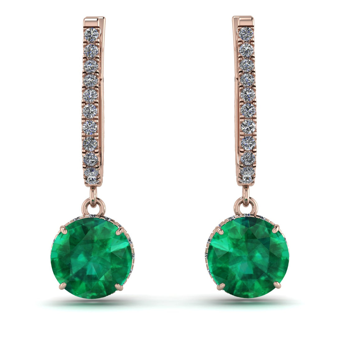 Emerald Dangle Earrings With Hidden Halo - Adaline No. 5