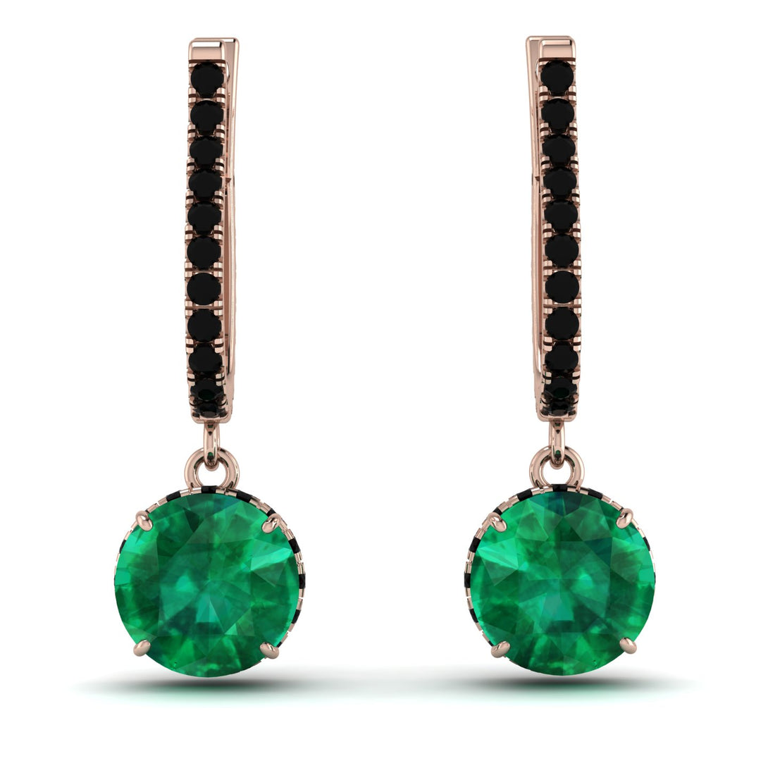 Emerald Dangle Earrings With Hidden Halo - Adaline No. 35