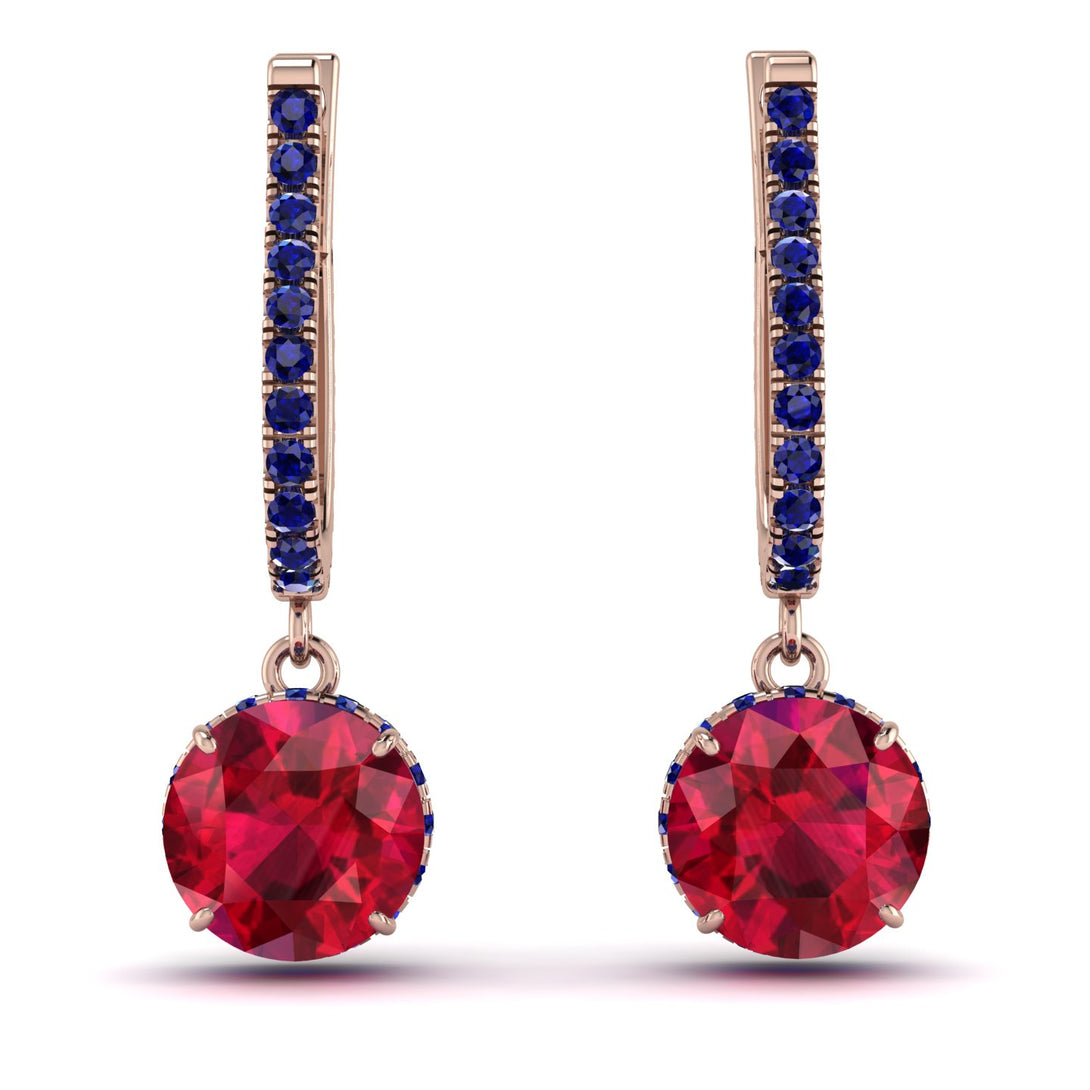 Ruby Dangle Earrings With Hidden Halo - Adaline No. 71