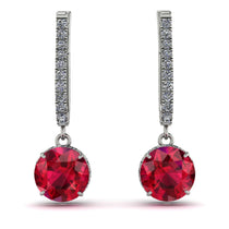 Ruby Dangle Earrings With Hidden Halo - Adaline No. 12 image 1