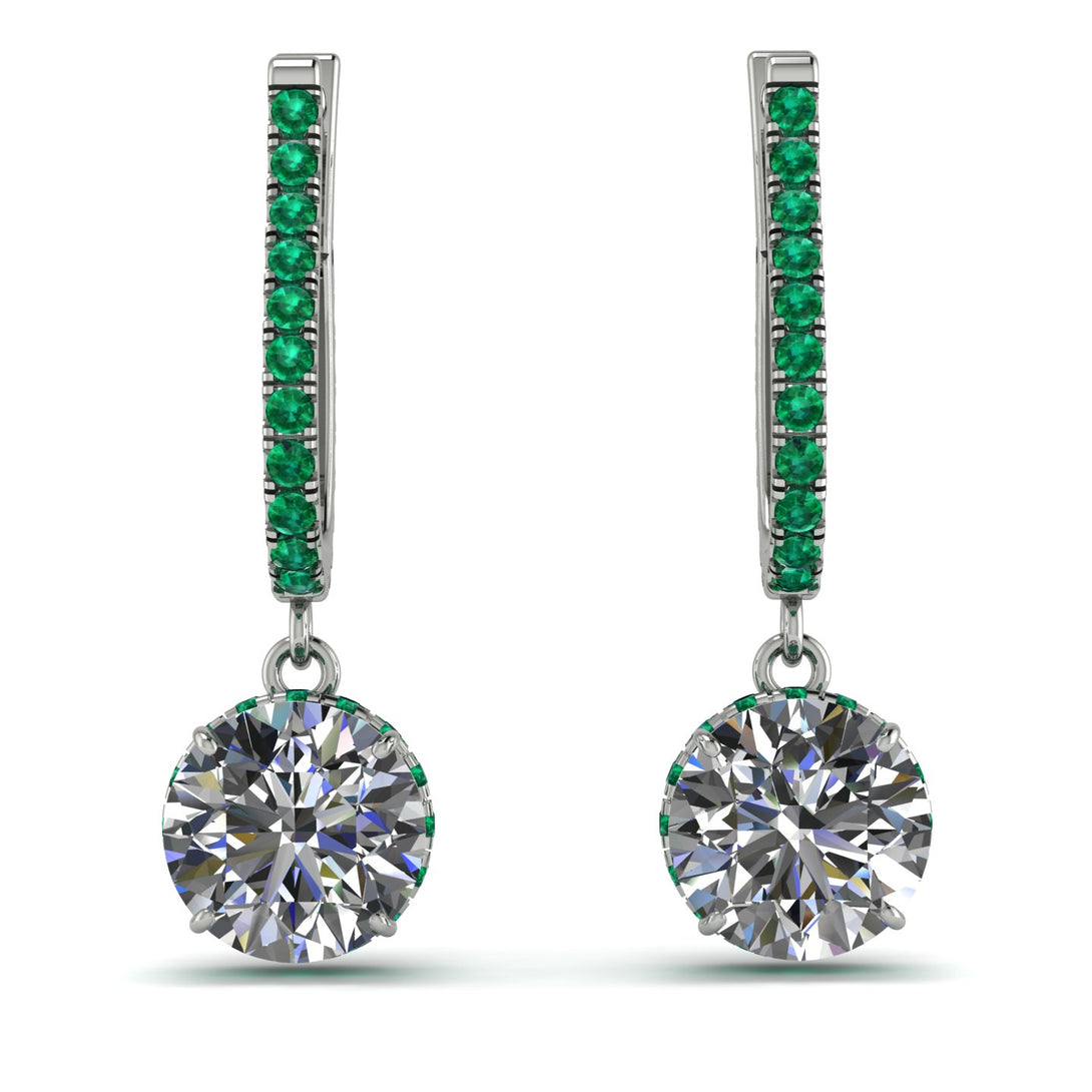 Diamond Dangle Earrings With Hidden Halo - Adaline No. 18