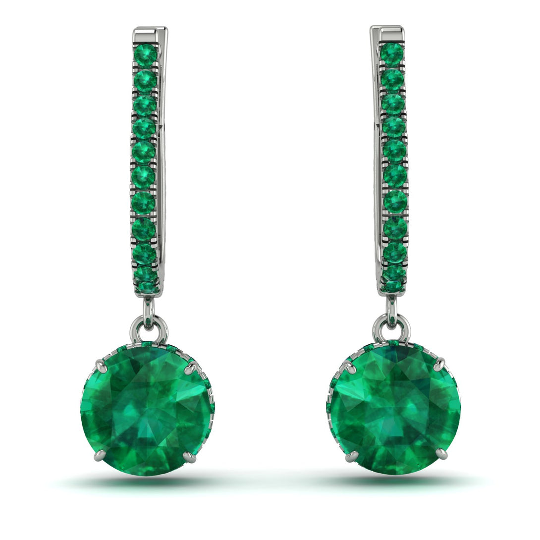 Emerald Dangle Earrings With Hidden Halo - Adaline No. 21