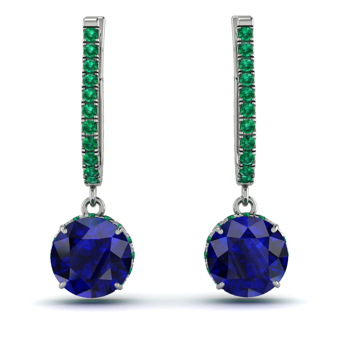 Sapphire Dangle Earrings With Hidden Halo - Adaline No. 30
