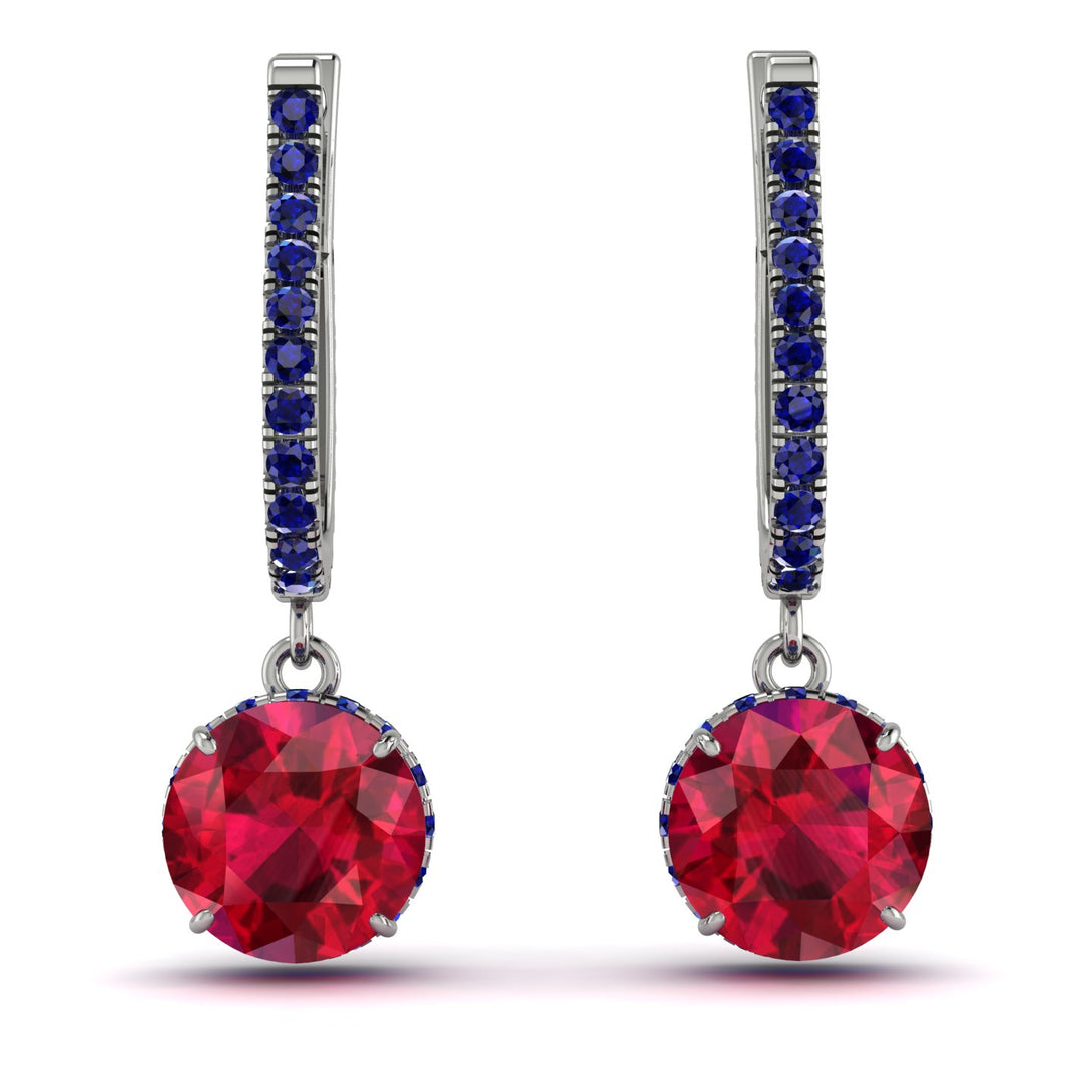 Ruby Dangle Earrings With Hidden Halo - Adaline No. 72