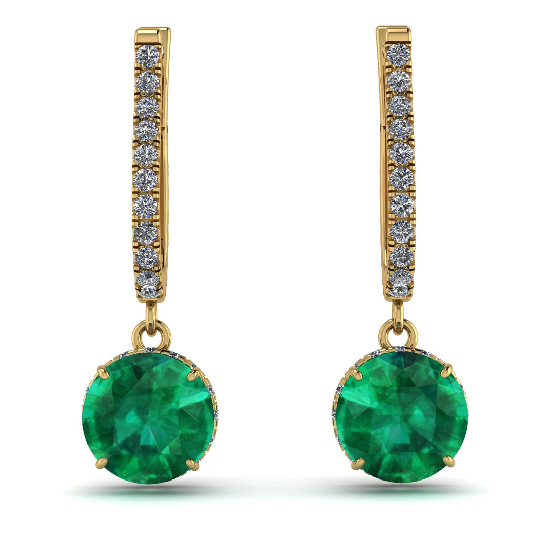 Emerald Dangle Earrings With Hidden Halo - Adaline No. 4