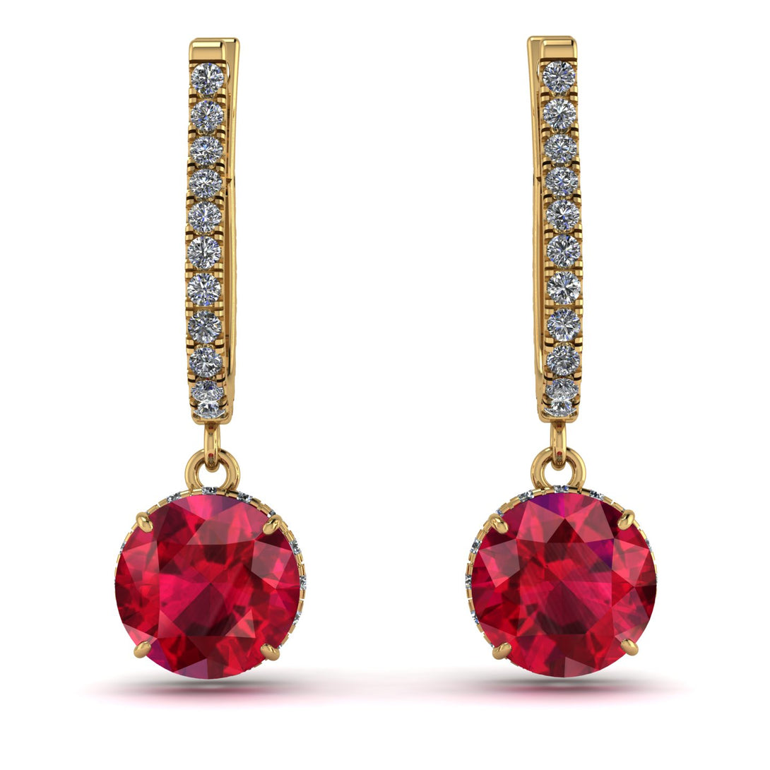 Ruby Dangle Earrings With Hidden Halo - Adaline No. 10