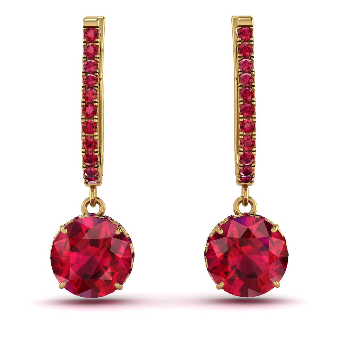Ruby Dangle Earrings With Hidden Halo - Adaline No. 55