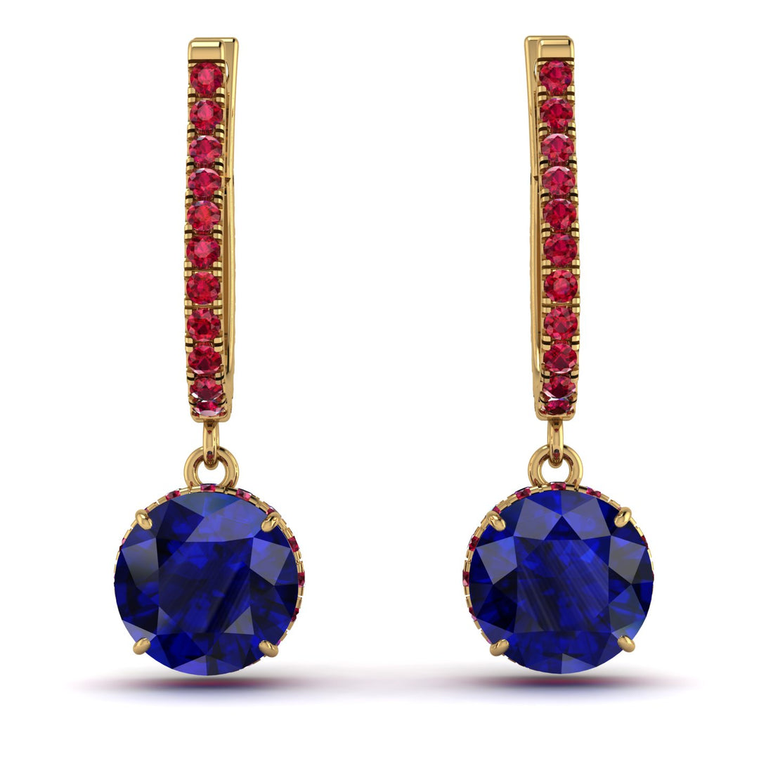 Sapphire Dangle Earrings With Hidden Halo - Adaline No. 58