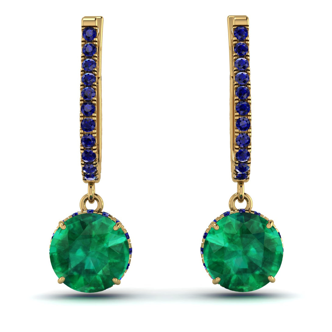 Emerald Dangle Earrings With Hidden Halo - Adaline No. 64