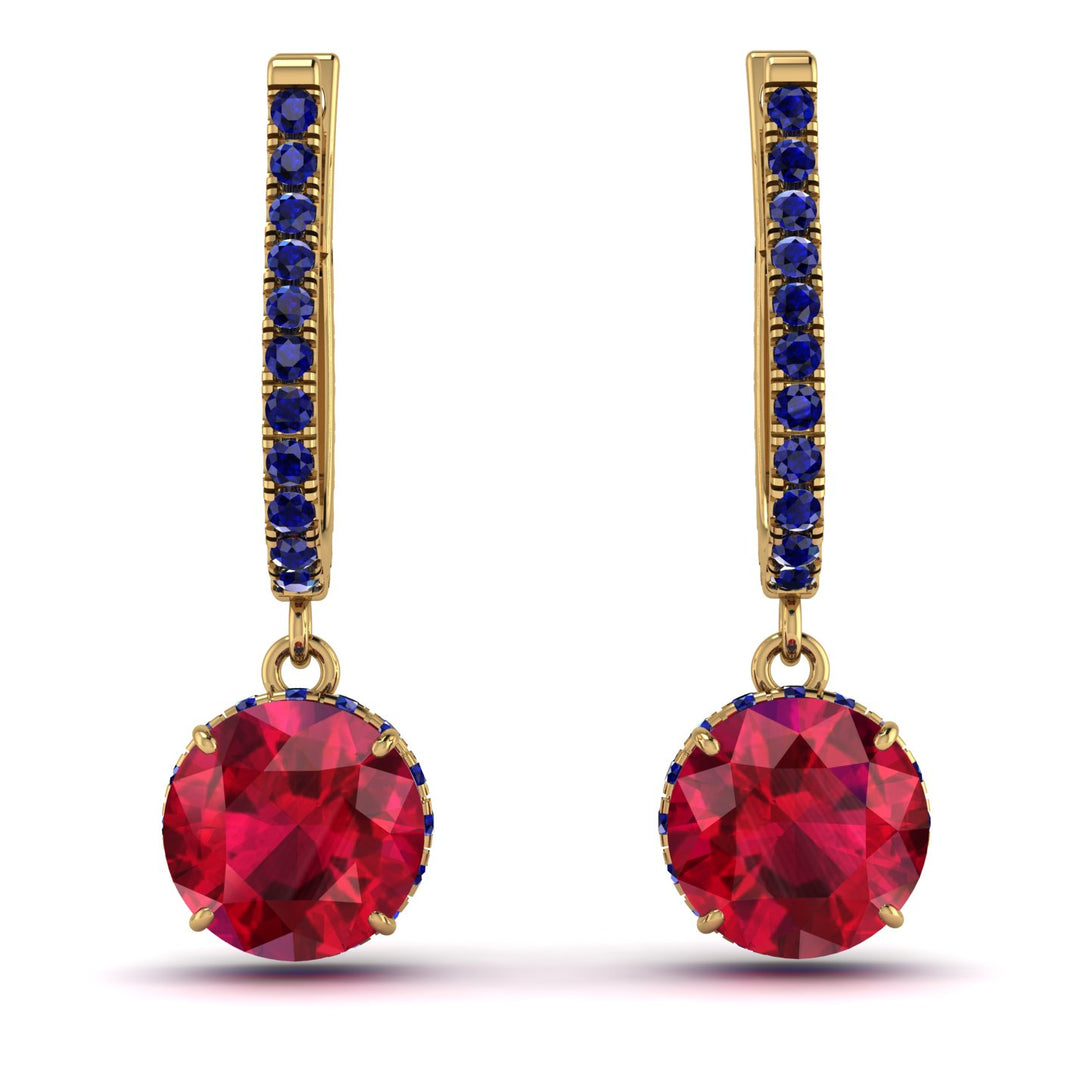Ruby Dangle Earrings With Hidden Halo - Adaline No. 70