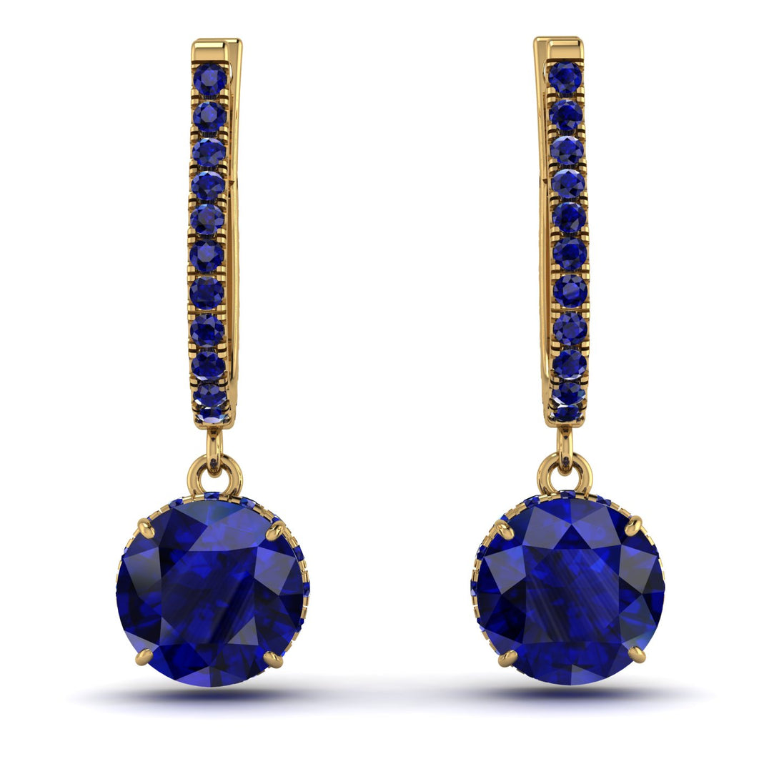 Sapphire Dangle Earrings With Hidden Halo - Adaline No. 73