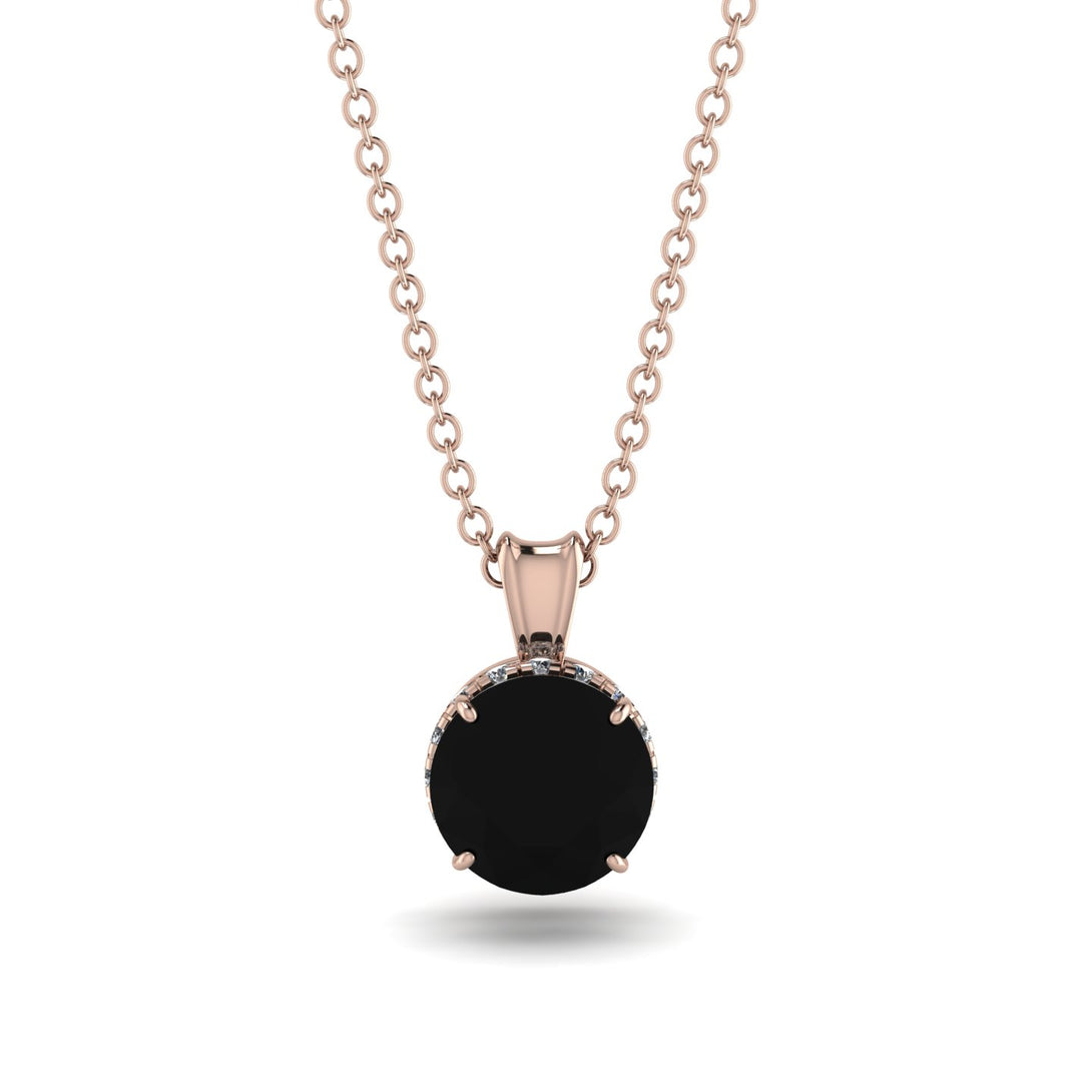 Black Diamond Necklace With Hidden Halo - Adaline No. 8