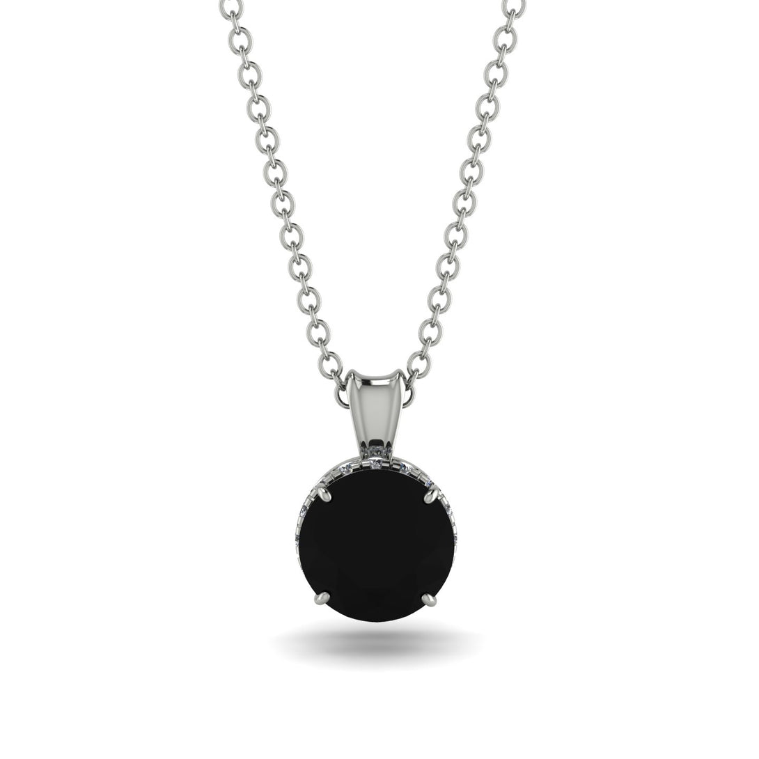 Black Diamond Necklace With Hidden Halo - Adaline No. 9