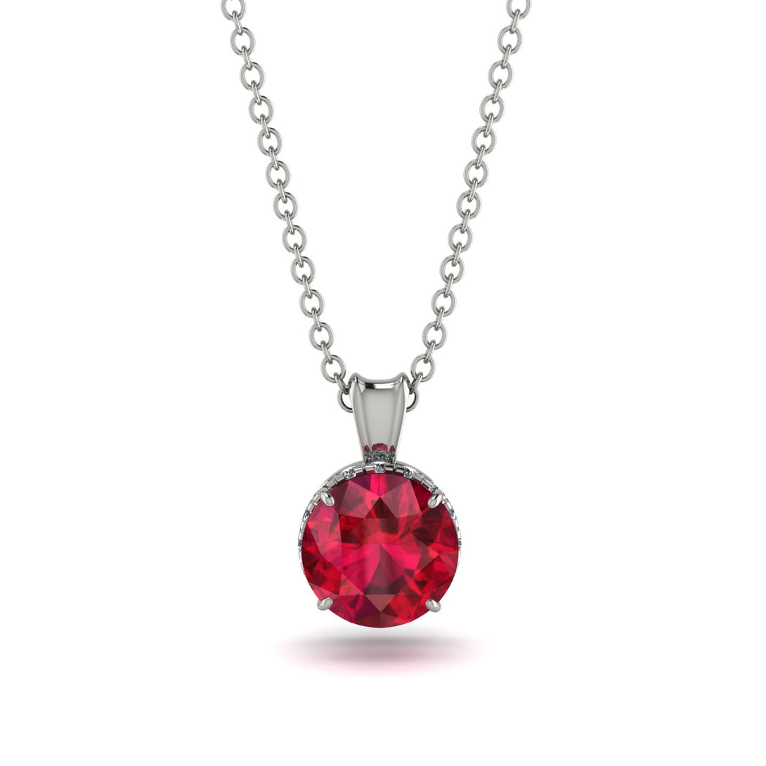 Ruby Necklace With Hidden Halo - Adaline No. 12