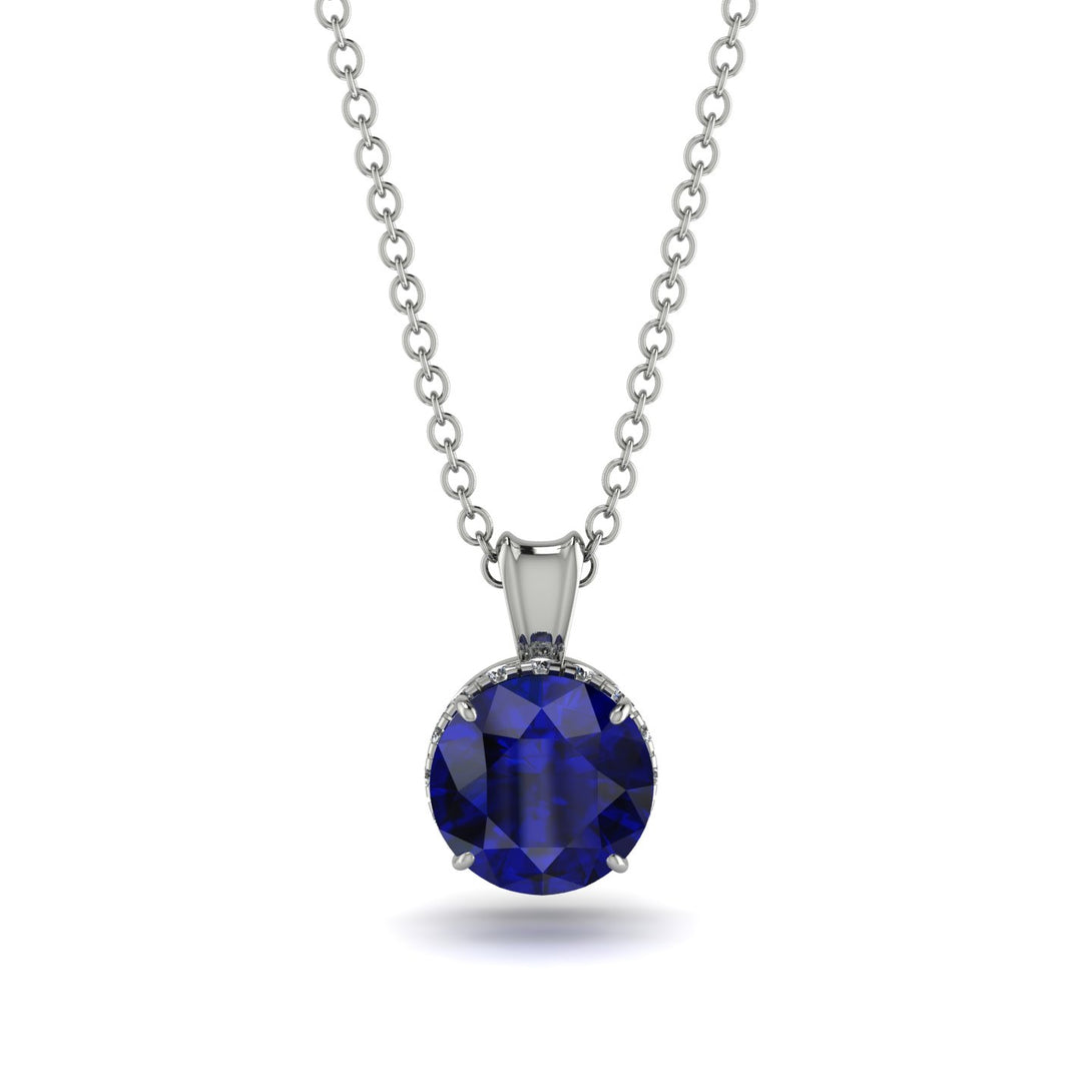 Sapphire Necklace With Hidden Halo - Adaline No. 15
