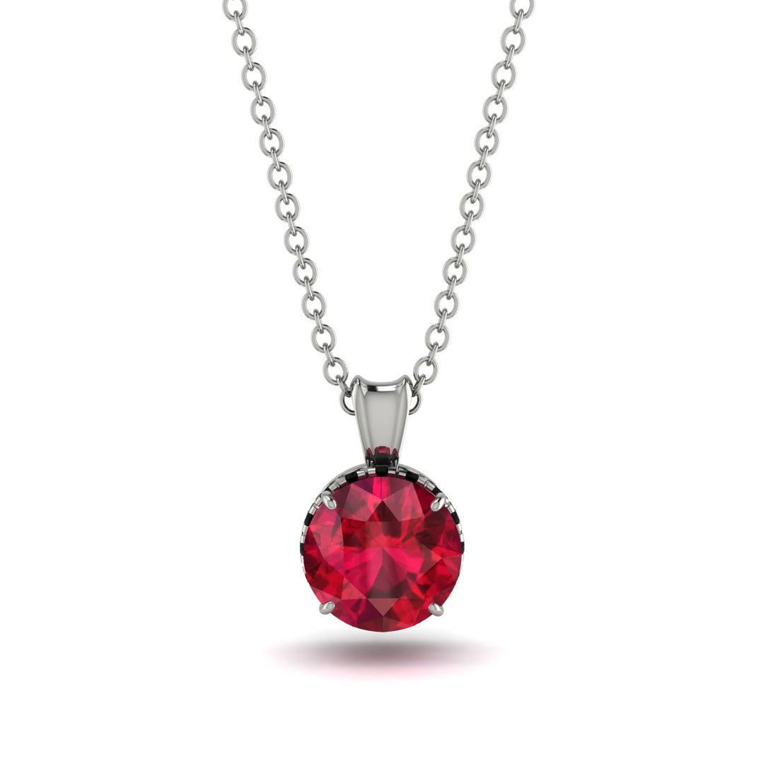 Ruby Necklace With Hidden Halo - Adaline No. 42