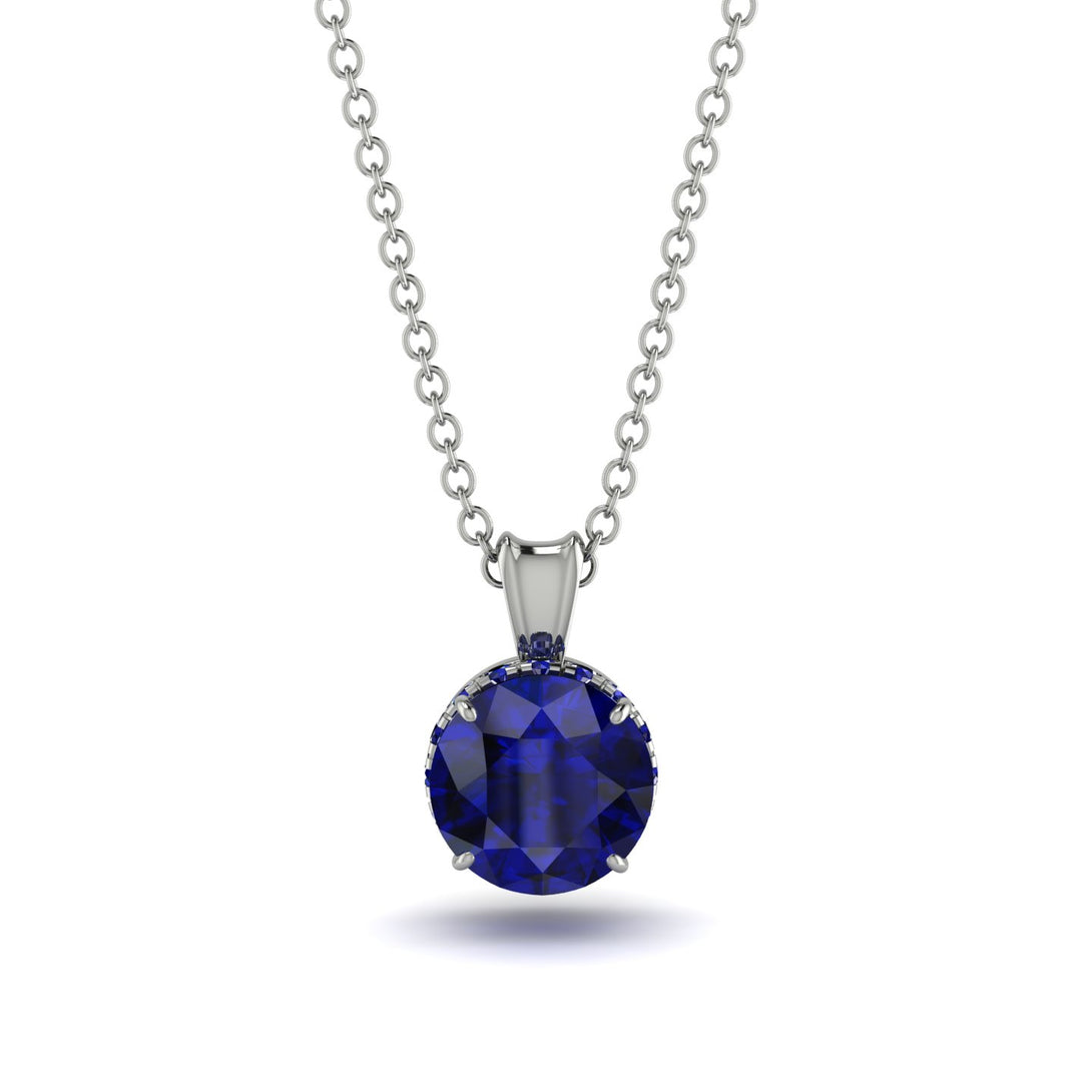 Sapphire Necklace With Hidden Halo - Adaline No. 75