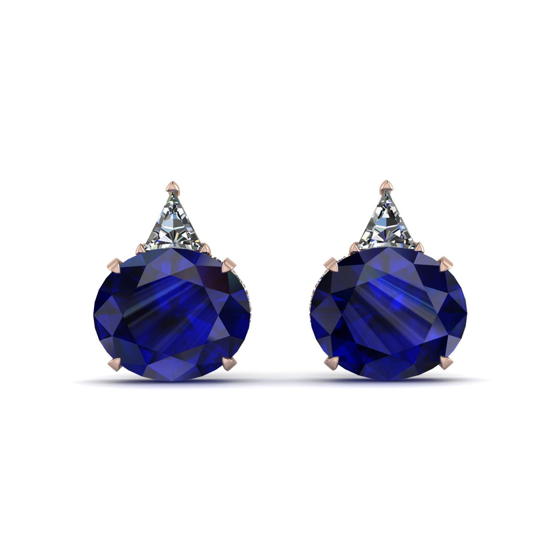 Hidden Halo Sapphire Earrings - Rosalie No. 14