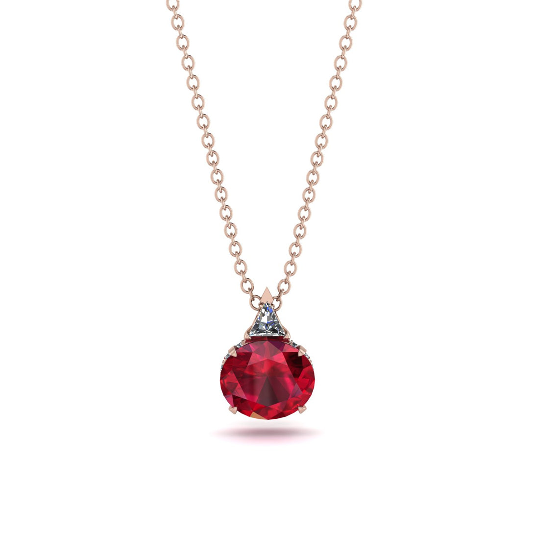 Hidden Halo Ruby Necklace - Rosalie No. 11