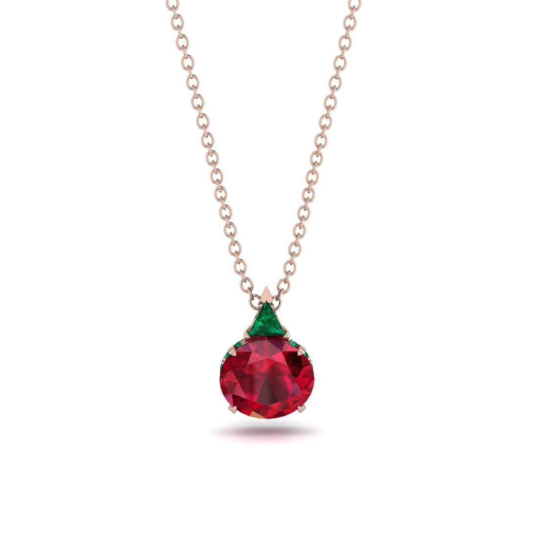Hidden Halo Ruby Necklace - Rosalie No. 26