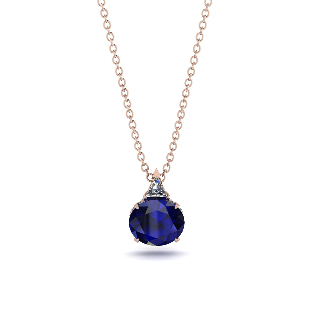 Hidden Halo Sapphire Necklace - Rosalie No. 14