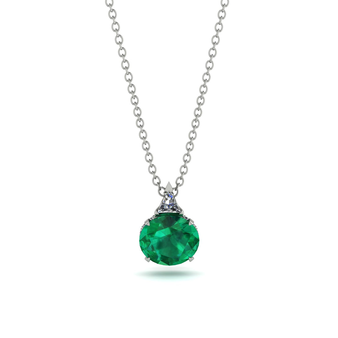 Hidden Halo Emerald Necklace - Rosalie No. 6