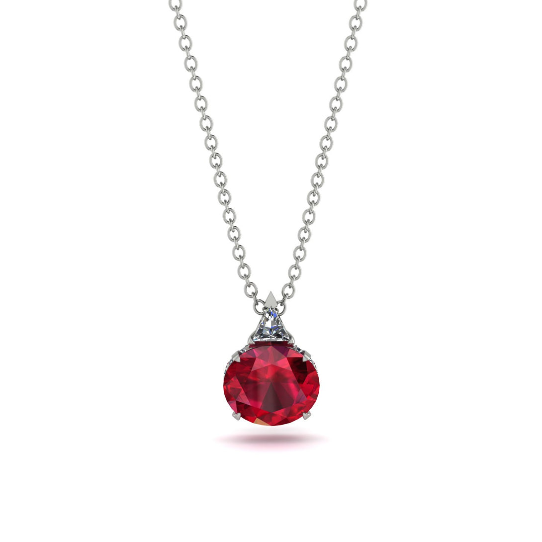 Hidden Halo Ruby Necklace - Rosalie No. 12
