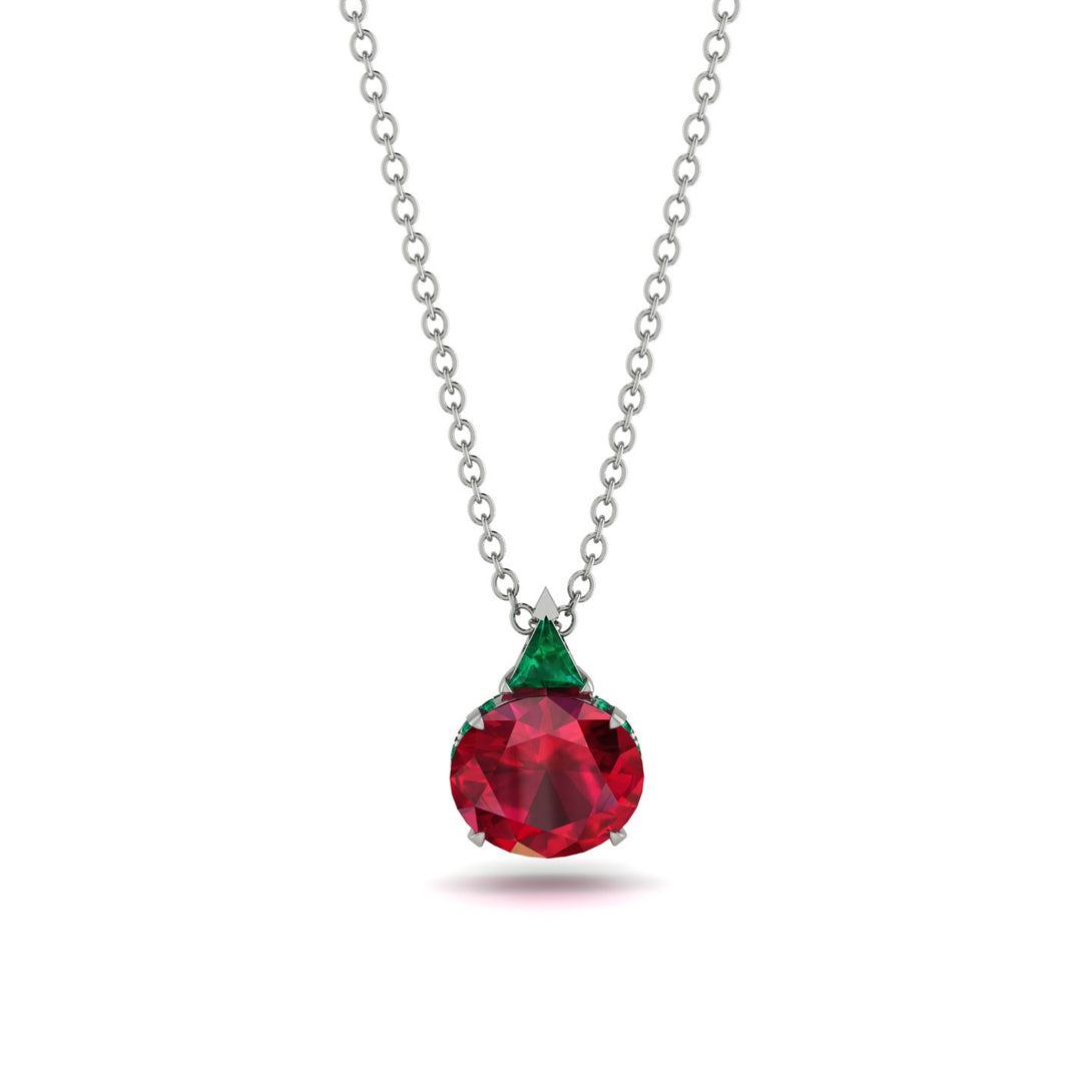 Hidden Halo Ruby Necklace - Rosalie No. 27