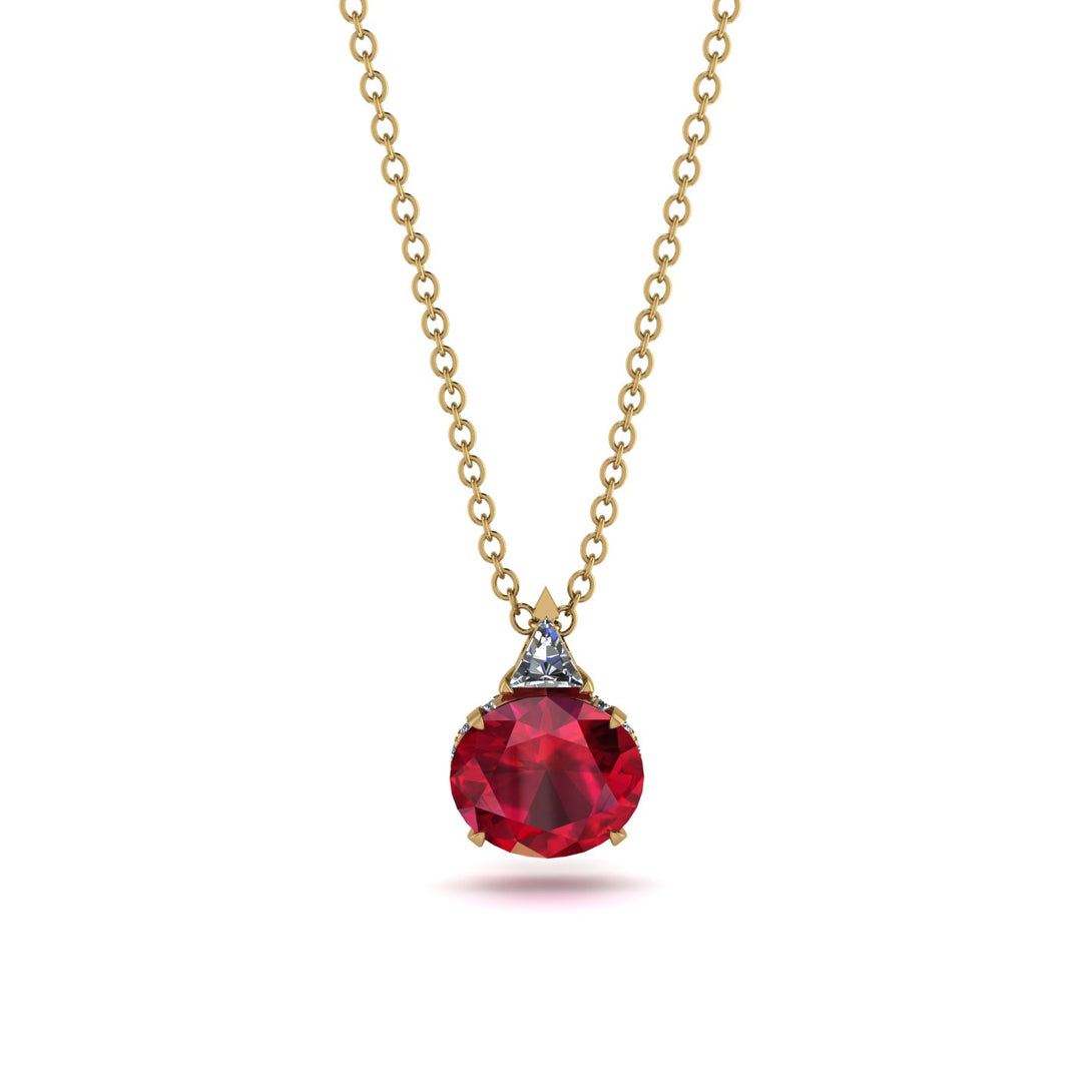 Hidden Halo Ruby Necklace - Rosalie No. 10