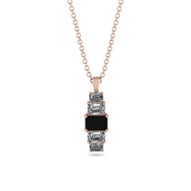 Emerald Cut Black Diamond Stairs Necklace - Briella No. 8 image 1