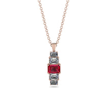 Emerald Cut Ruby Stairs Necklace - Briella No. 11 image 1