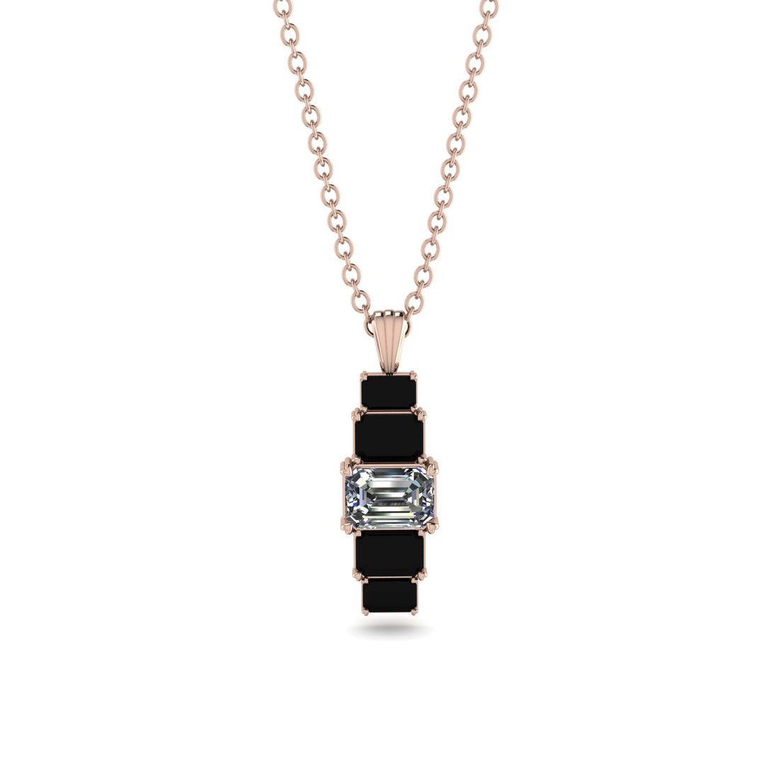 Emerald Cut Diamond Stairs Necklace - Briella No. 32
