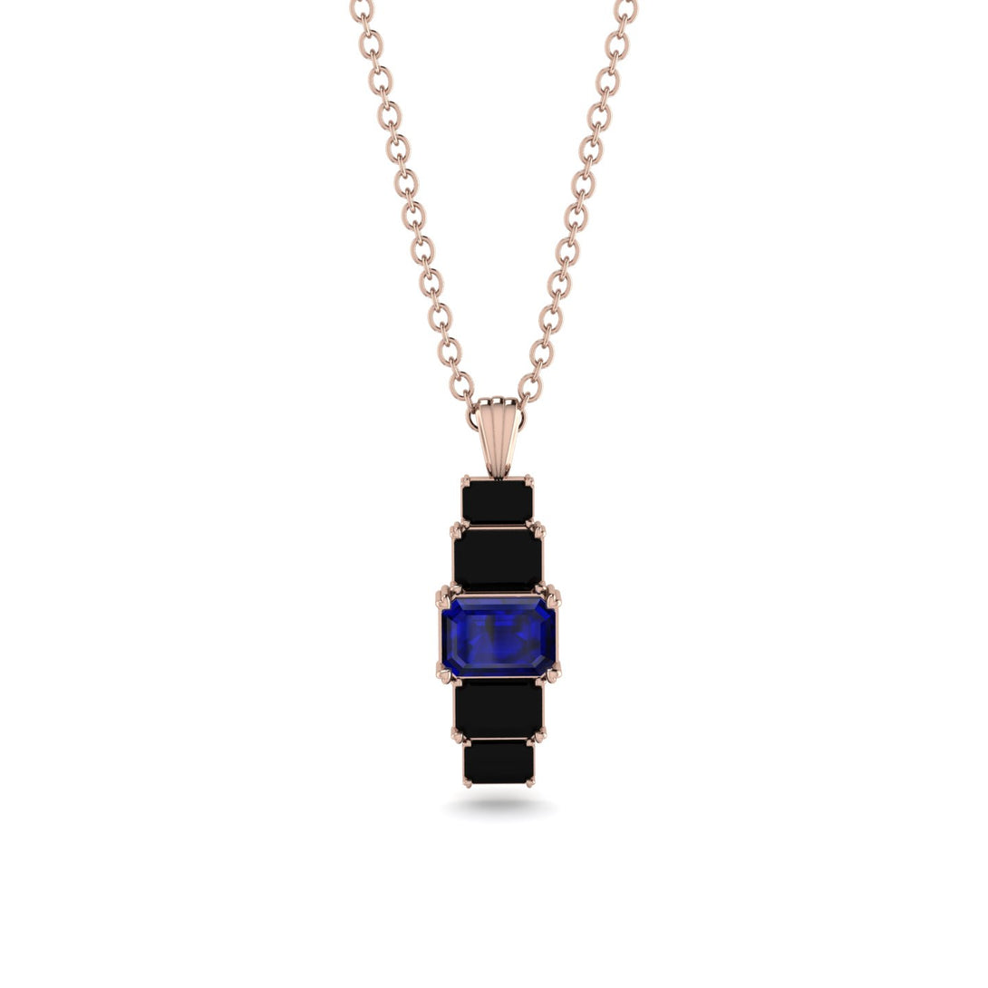 Emerald Cut Sapphire Stairs Necklace - Briella No. 44