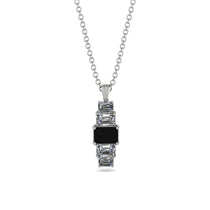 Emerald Cut Black Diamond Stairs Necklace - Briella No. 9 image 1