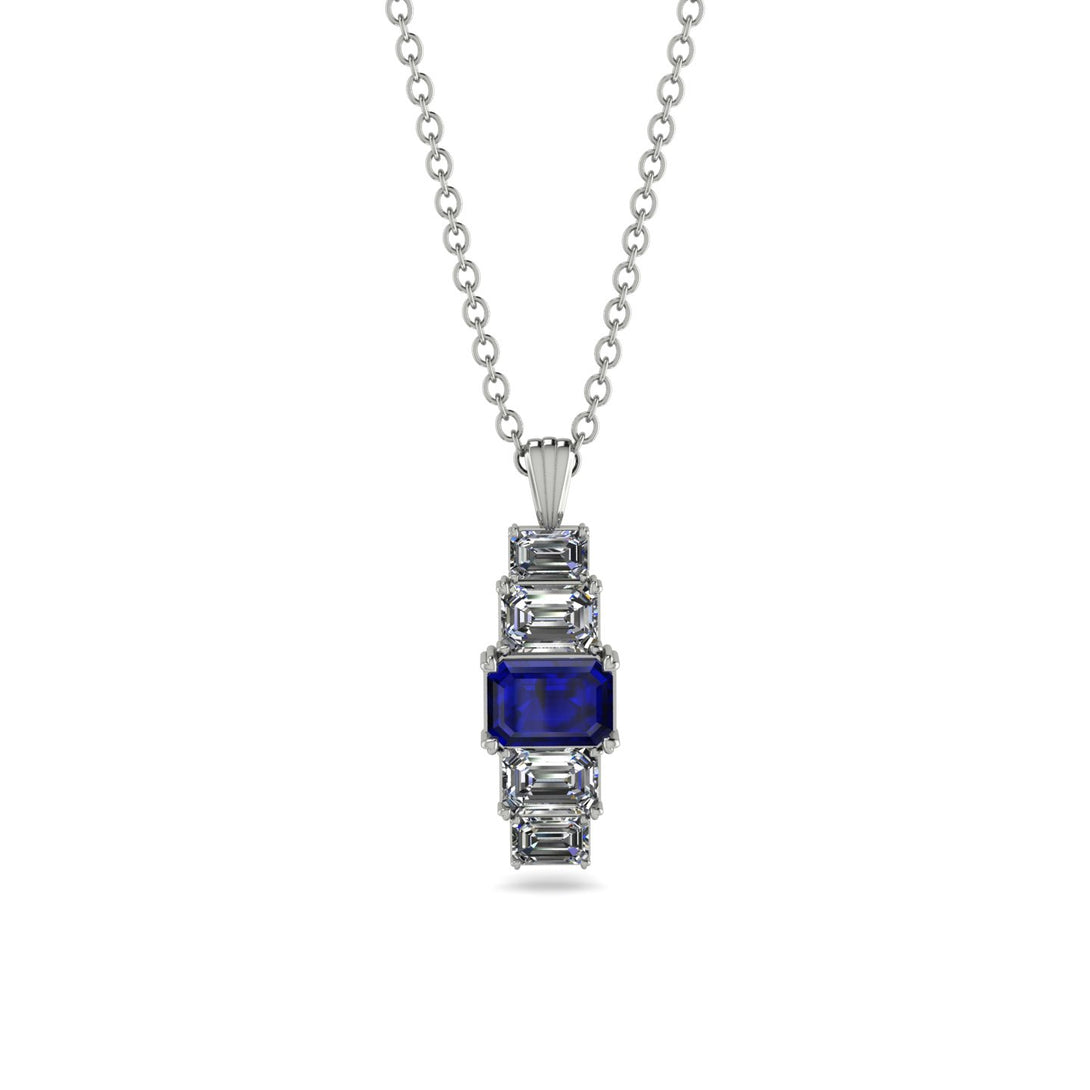 Emerald Cut Sapphire Stairs Necklace - Briella No. 15