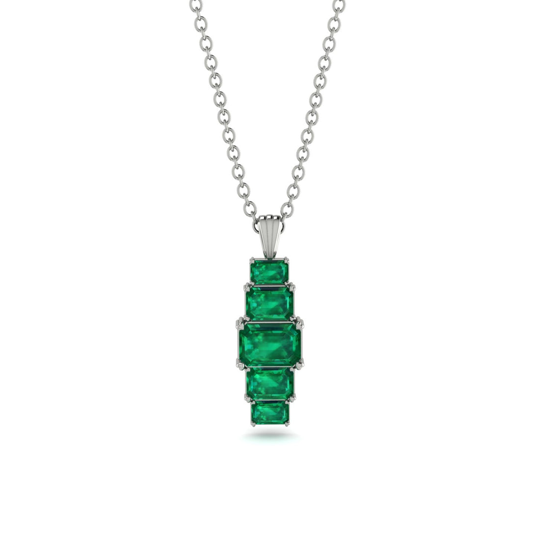 Emerald Cut Emerald Stairs Necklace - Briella No. 21