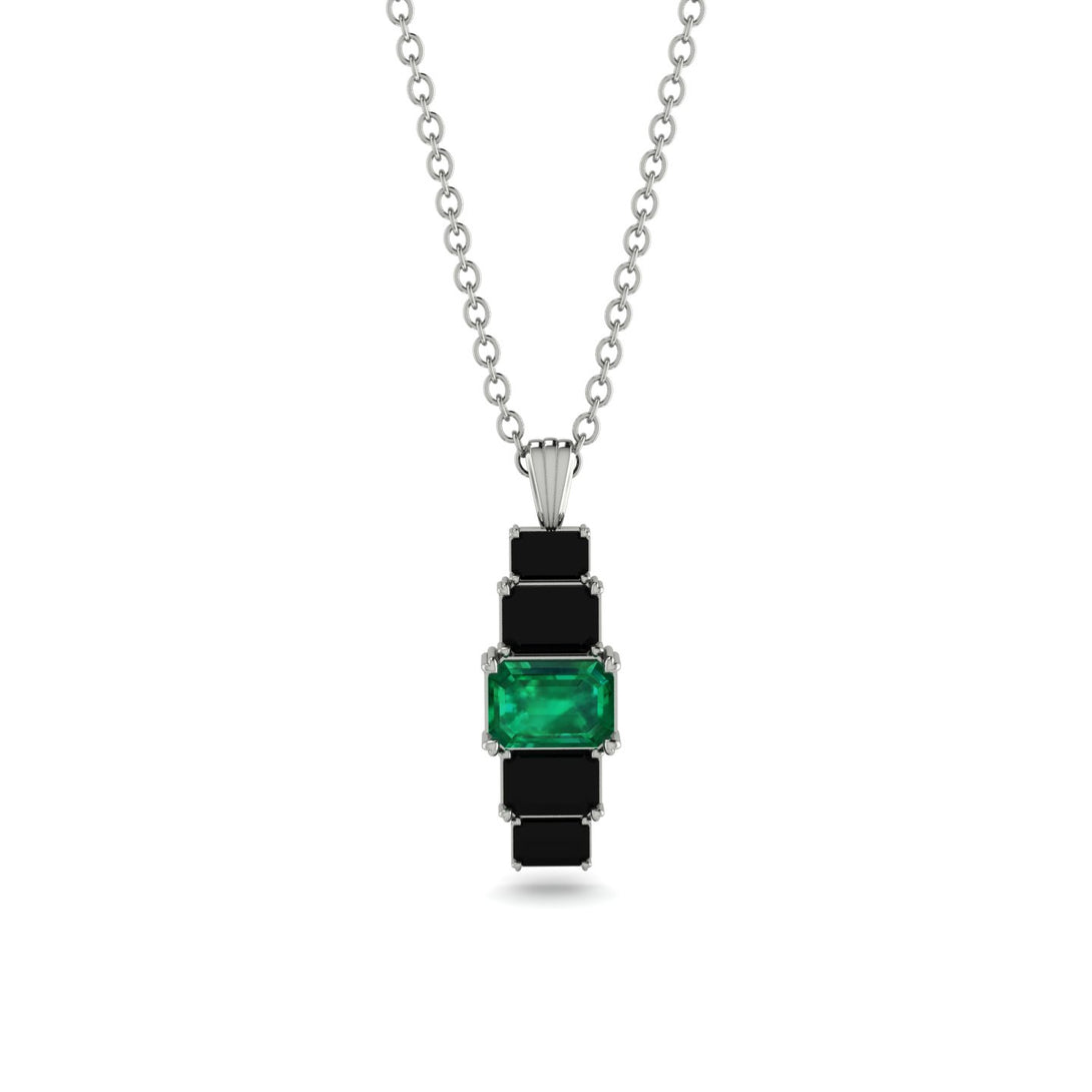 Emerald Cut Emerald Stairs Necklace - Briella No. 36