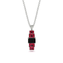 Emerald Cut Black Diamond Stairs Necklace - Briella No. 54 image 1