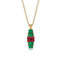 Emerald Cut Ruby Stairs Necklace - Briella No. 25 image 1