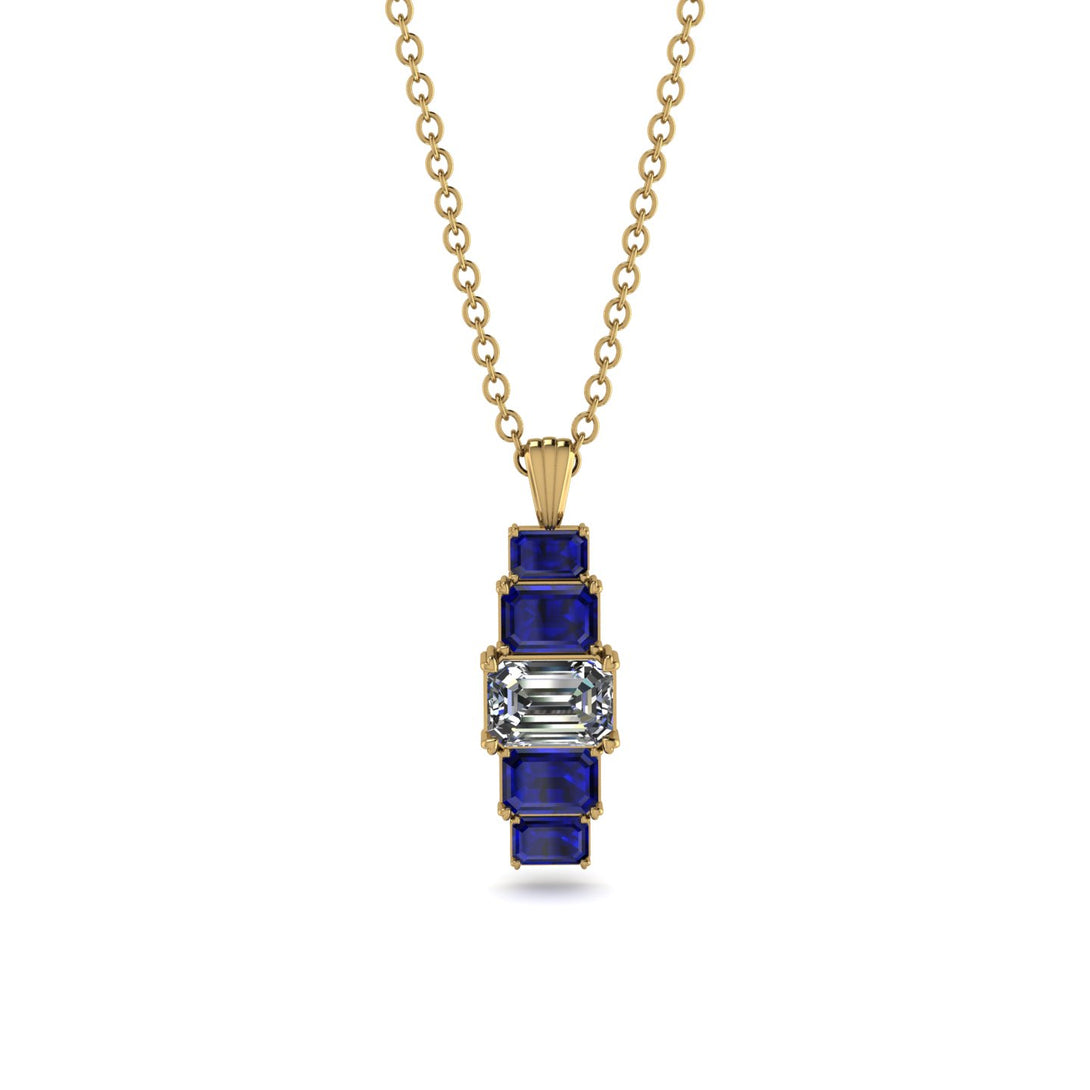 Emerald Cut Diamond Stairs Necklace - Briella No. 61