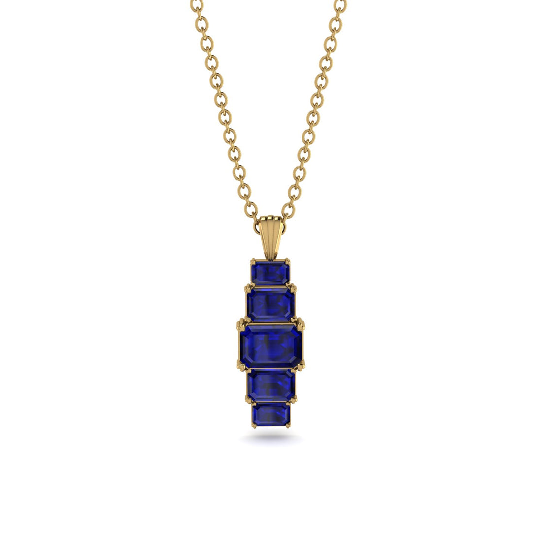 Emerald Cut Sapphire Stairs Necklace - Briella No. 73