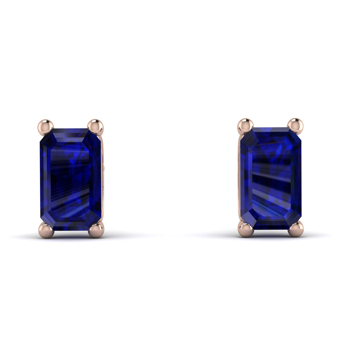 Hidden Diamonds Emerald Cut Sapphire Earrings - Angel No. 29