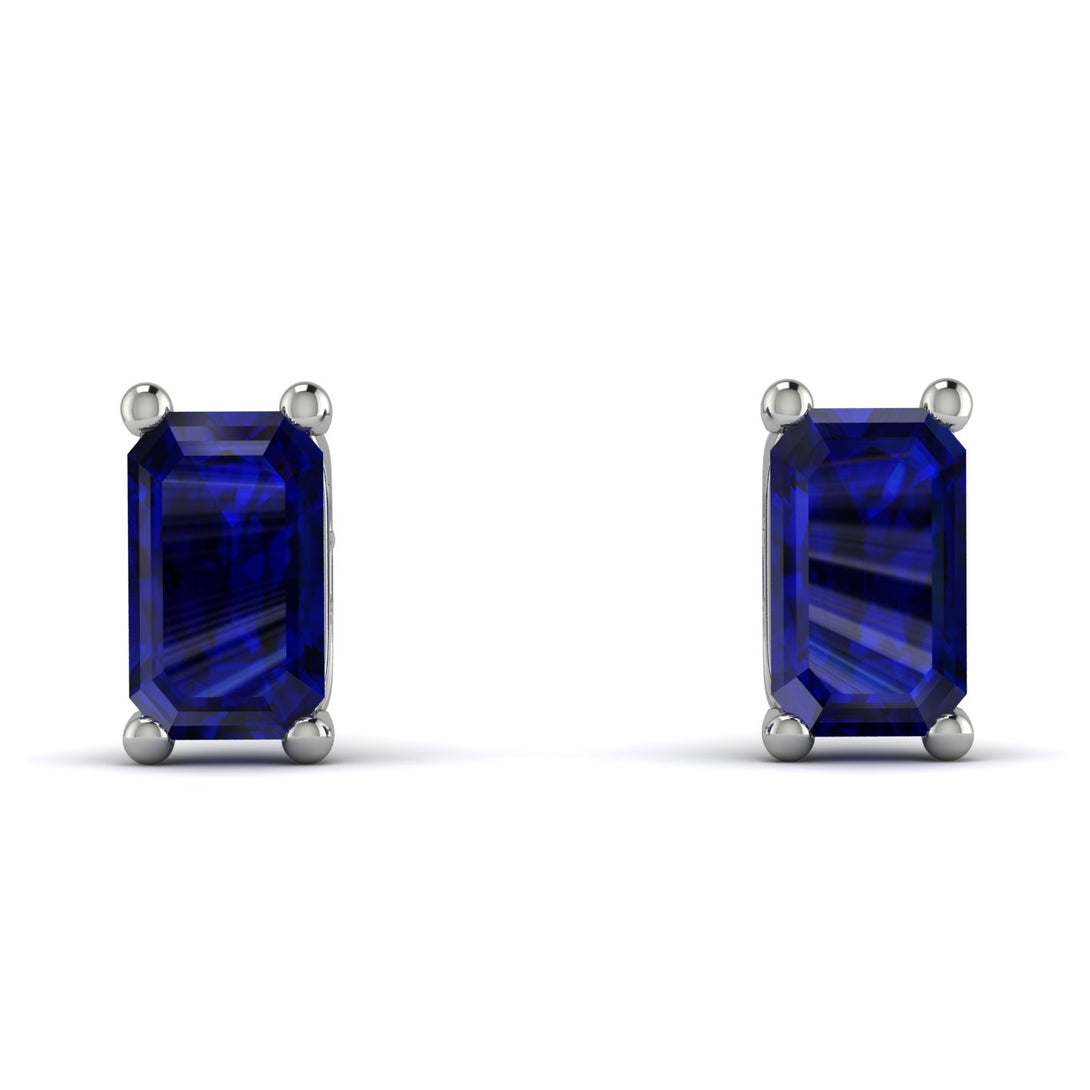 Hidden Diamonds Emerald Cut Sapphire Earrings - Angel No. 60