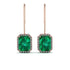 Halo Emerald Cut Emerald Earrings - Izabella No. 5