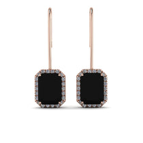 Halo Emerald Cut Black Diamond Earrings - Izabella No. 8 image 1