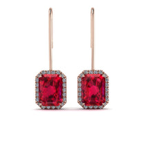 Halo Emerald Cut Ruby Earrings - Izabella No. 11 image 1