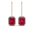 Halo Emerald Cut Ruby Earrings - Izabella No. 11