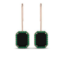 Halo Emerald Cut Black Diamond Earrings - Izabella No. 23 image 1