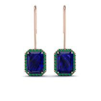 Halo Emerald Cut Sapphire Earrings - Izabella No. 29 image 1